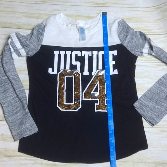 Justice Size 8 Sequin Long Sleeve Top - Picture 4 of 7